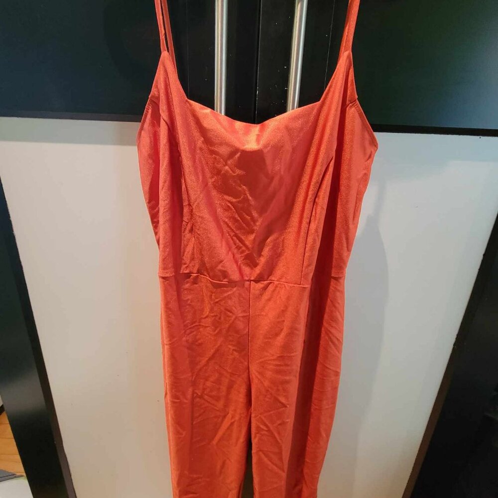 red satin jumpsuit size XL